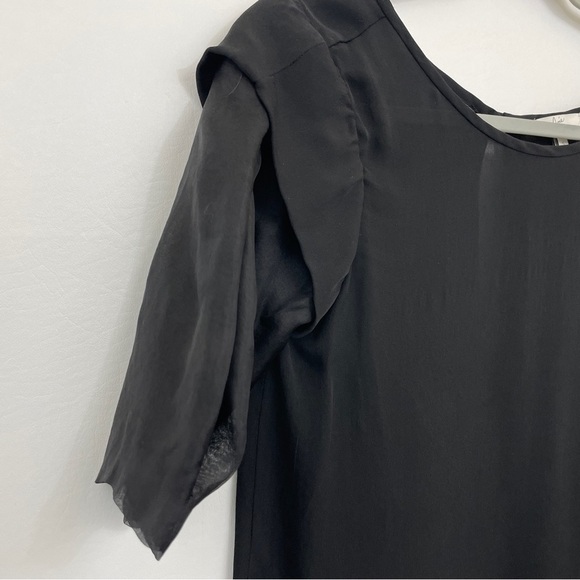 Joie Silk Blouse Small Chiffon Keyhole Back Pleated Sleeves - Picture 2 of 6